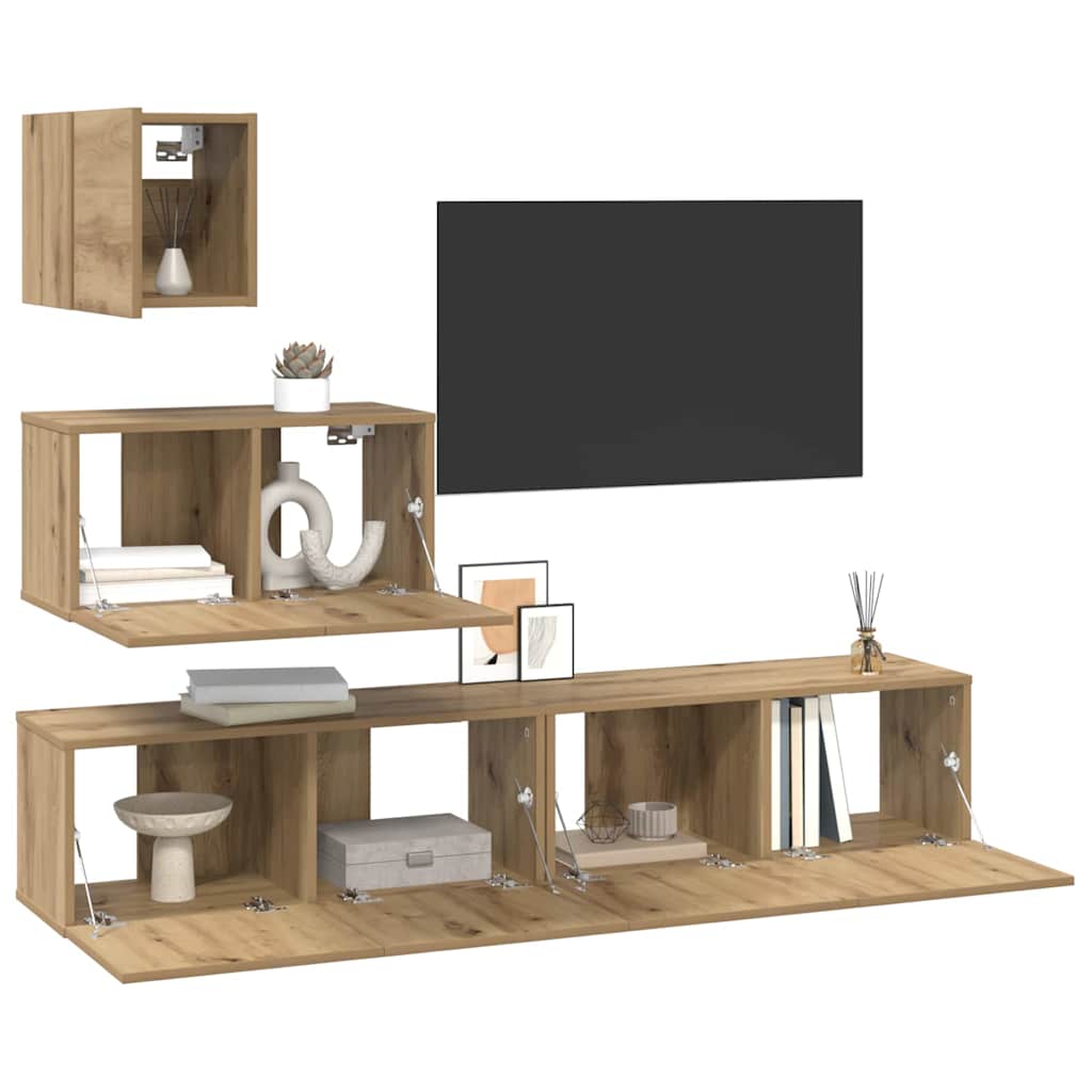 TV-Schrank-Set 4 pcs Eiche handwerklich 80 x 30 x 30 cm