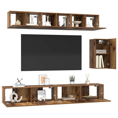 TV-Schrank-Set 6 pcs Altholz 100 x 30 x 30 cm Holzwerkstoff