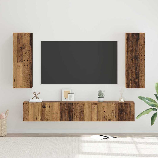 TV-Schrank-Set 4 pcs Altholz 30,5 x 30 x 90 cm Holzwerkstoff