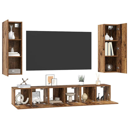 TV-Schrank-Set 4 pcs Altholz 30,5 x 30 x 90 cm Holzwerkstoff