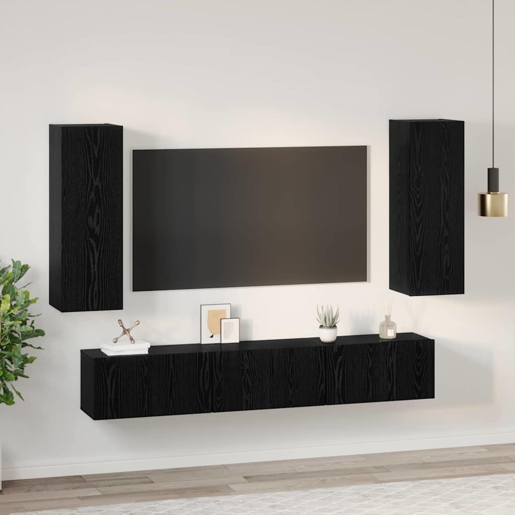 TV-Schrank-Set 5 pcs Schwarze Eiche Mittel 30,5 x 30 x 90 cm