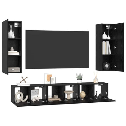 TV-Schrank-Set 5 pcs Schwarze Eiche Mittel 30,5 x 30 x 90 cm