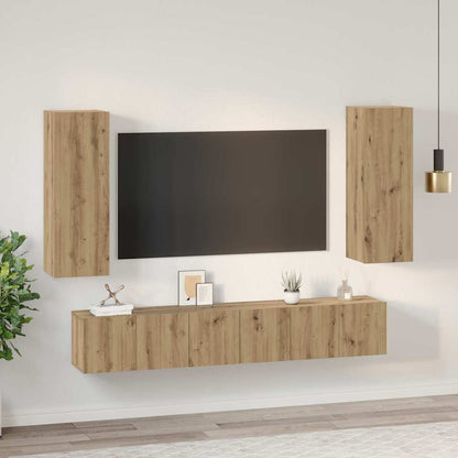 TV-Schrank-Set 4 pcs Eiche handwerklich 30,5 x 30 x 90 cm