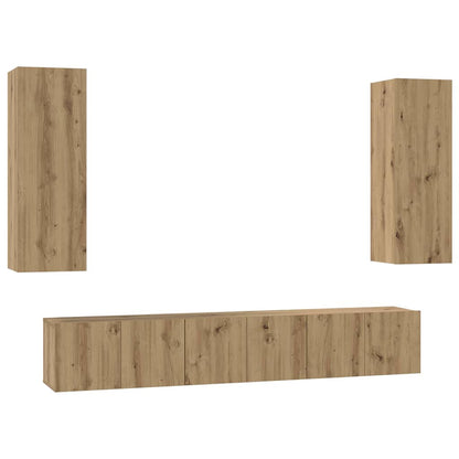 TV-Schrank-Set 4 pcs Eiche handwerklich 30,5 x 30 x 90 cm