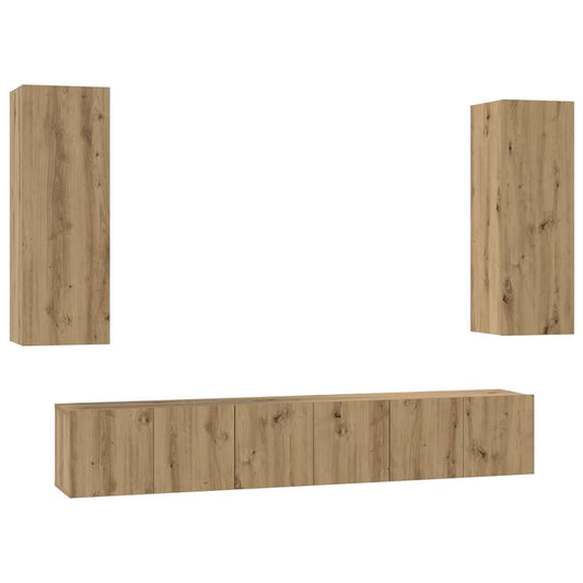 TV-Schrank-Set 4 pcs Eiche handwerklich 30,5 x 30 x 90 cm