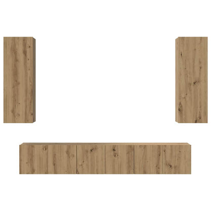 TV-Schrank-Set 4 pcs Eiche handwerklich 30,5 x 30 x 90 cm