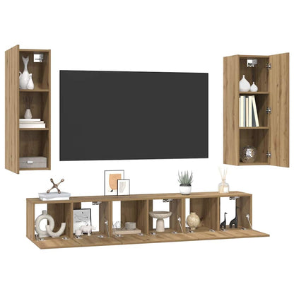 TV-Schrank-Set 4 pcs Eiche handwerklich 30,5 x 30 x 90 cm