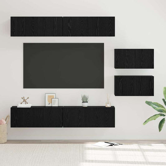TV-Schrank-Set 6 pcs Schwarze Eiche 80 x 30 x 30 cm