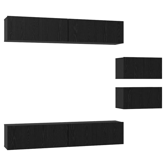 TV-Schrank-Set 6 pcs Schwarze Eiche 80 x 30 x 30 cm