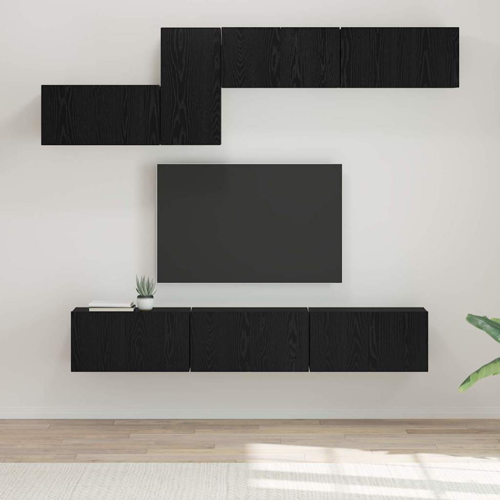 TV-Schrank-Set 7 pcs Schwarze Eiche 60 x 30 x 30 cm