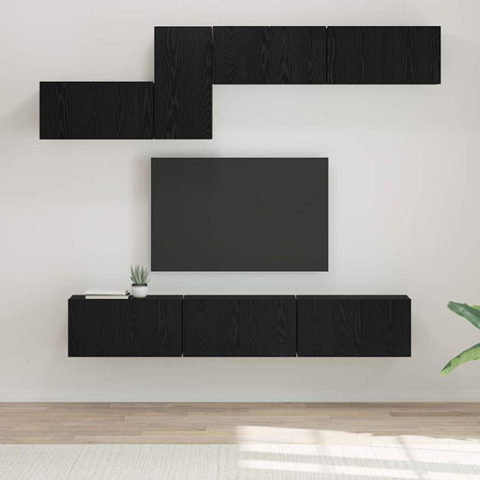 TV-Schrank-Set 7 pcs Schwarze Eiche 60 x 30 x 30 cm