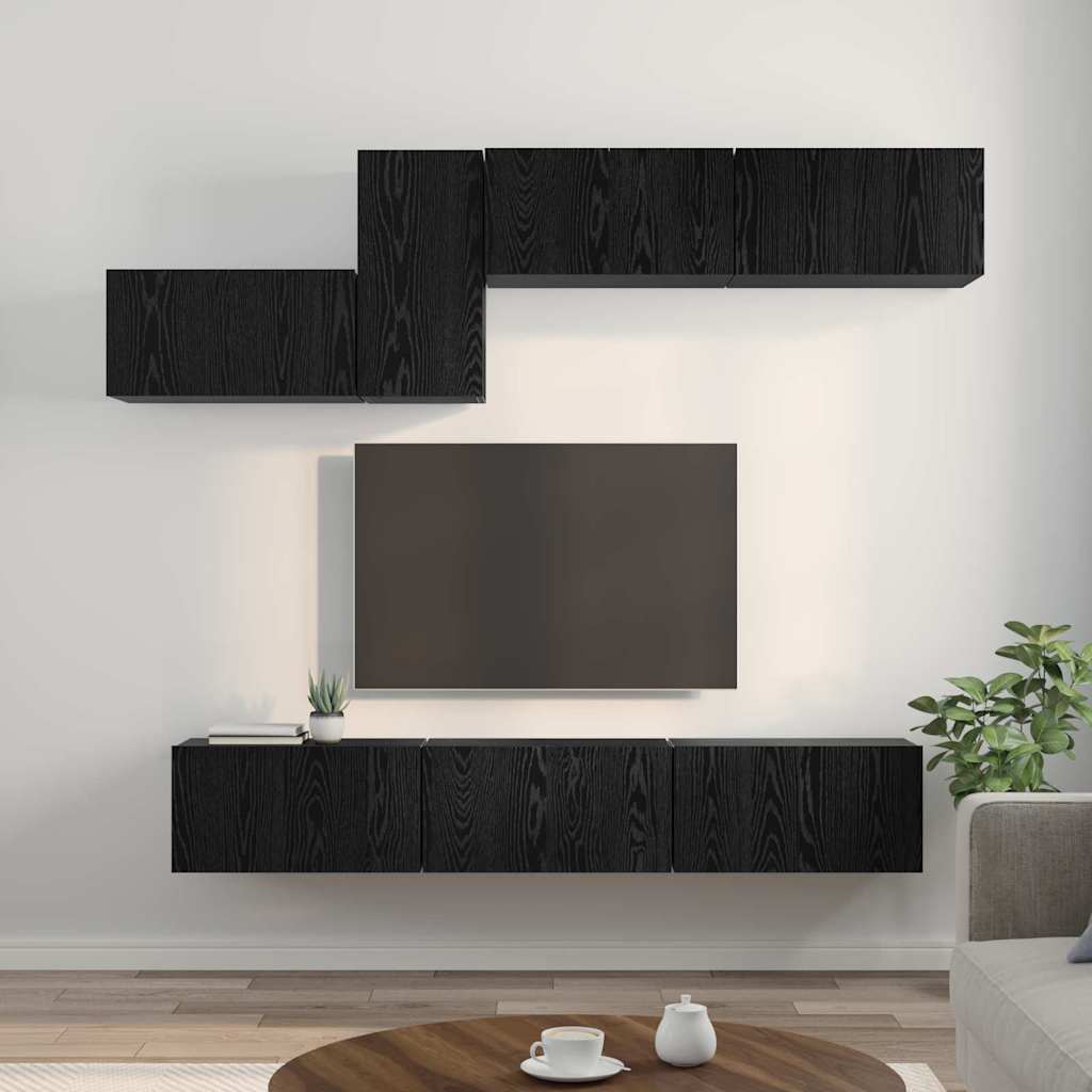TV-Schrank-Set 7 pcs Schwarze Eiche 60 x 30 x 30 cm