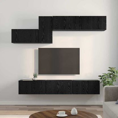 TV-Schrank-Set 7 pcs Schwarze Eiche 60 x 30 x 30 cm