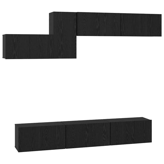 TV-Schrank-Set 7 pcs Schwarze Eiche 60 x 30 x 30 cm
