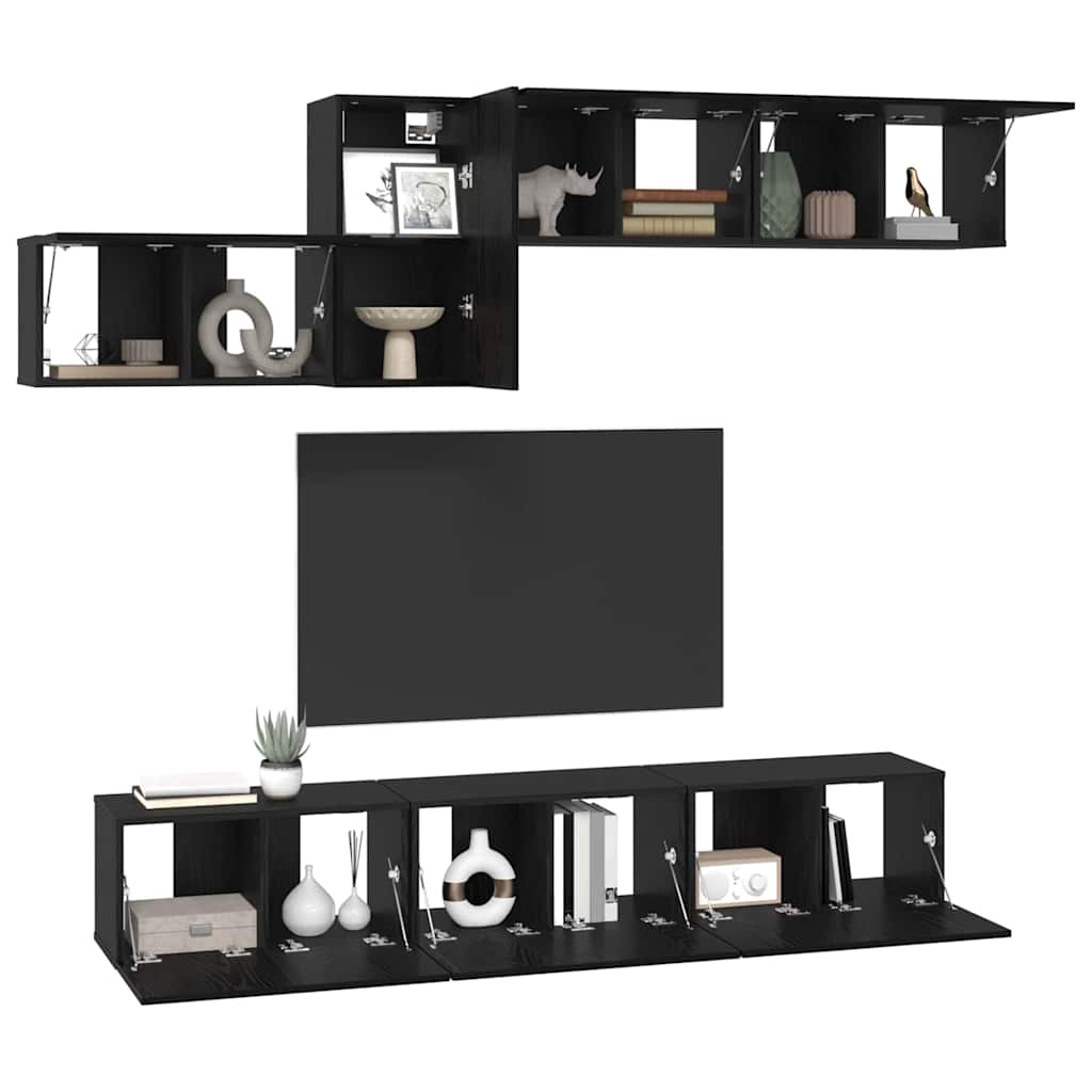 TV-Schrank-Set 7 pcs Schwarze Eiche 60 x 30 x 30 cm