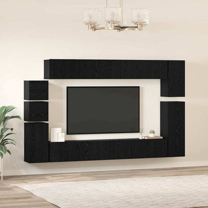 TV-Schrank-Set Wandmontiert 9 pcs Schwarze Eiche Holzwerkstoff