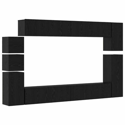 TV-Schrank-Set Wandmontiert 9 pcs Schwarze Eiche Holzwerkstoff