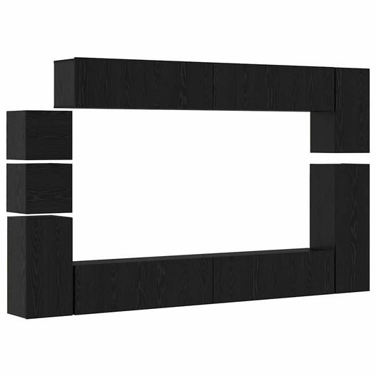 TV-Schrank-Set Wandmontiert 9 pcs Schwarze Eiche Holzwerkstoff