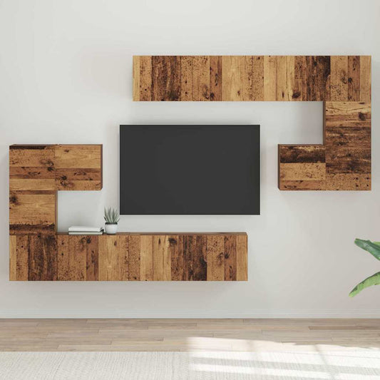 TV-Schrank-Set 8 pcs Altholz Mittel 30,5 x 30 x 30 cm