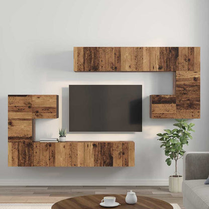 TV-Schrank-Set 8 pcs Altholz Mittel 30,5 x 30 x 30 cm
