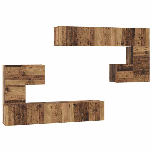 TV-Schrank-Set 8 pcs Altholz Mittel 30,5 x 30 x 30 cm