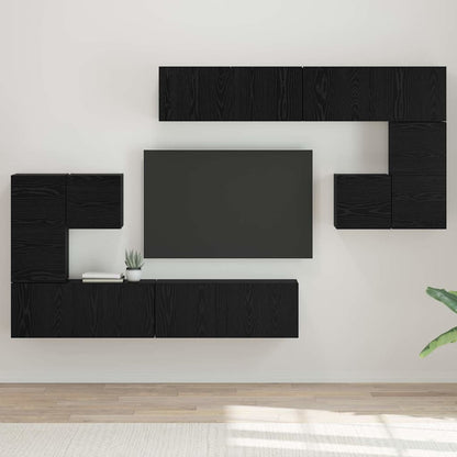 TV-Schrank-Set Wandmontiert 8 pcs Schwarze Eiche