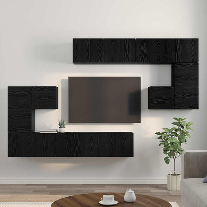 TV-Schrank-Set Wandmontiert 8 pcs Schwarze Eiche