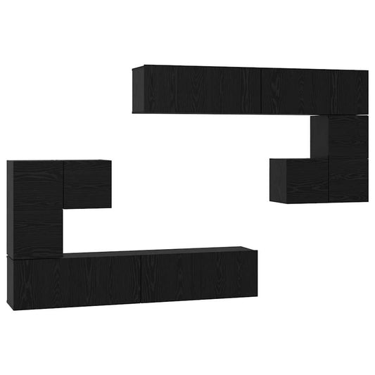 TV-Schrank-Set Wandmontiert 8 pcs Schwarze Eiche