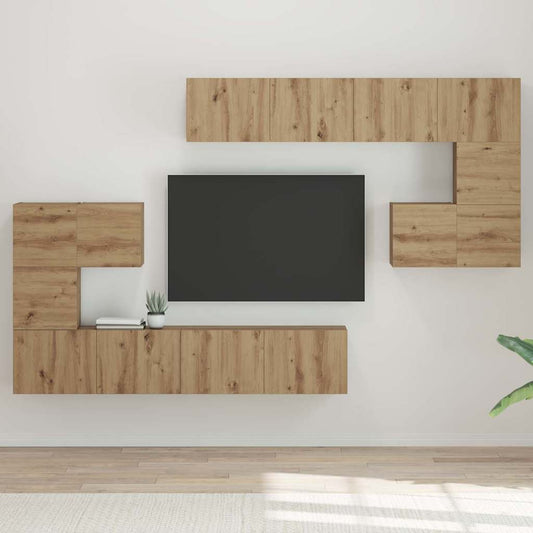 TV-Schrank-Set Wandmontiert 8 pcs Eiche handwerklich