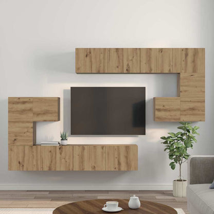 TV-Schrank-Set Wandmontiert 8 pcs Eiche handwerklich