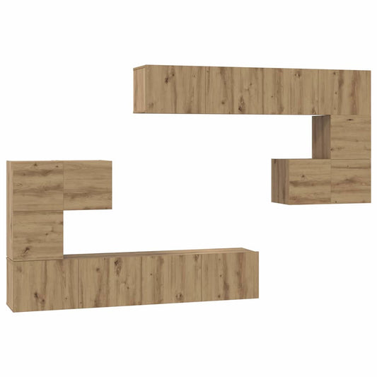 TV-Schrank-Set Wandmontiert 8 pcs Eiche handwerklich