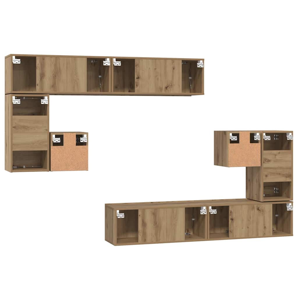 TV-Schrank-Set Wandmontiert 8 pcs Eiche handwerklich