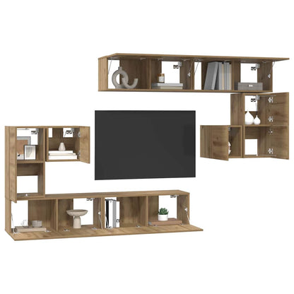 TV-Schrank-Set Wandmontiert 8 pcs Eiche handwerklich