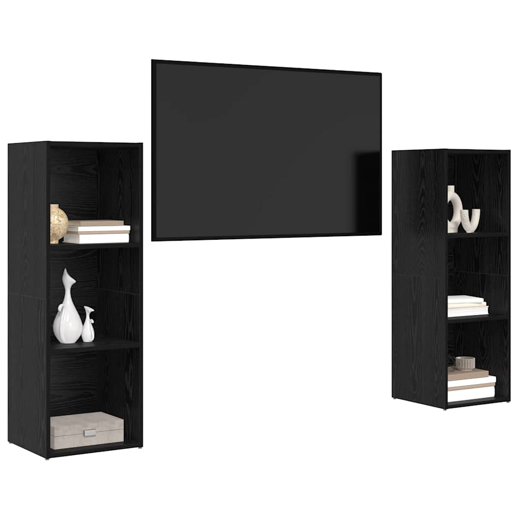 TV-Schrank-Set 2 pcs Schwarze Eiche 107 x 35 x 37 cm