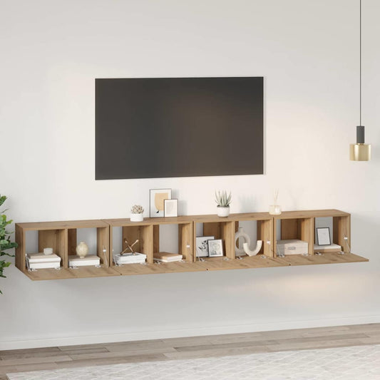 TV-Schrank-Set 4 pcs Eiche handwerklich 60 x 30 x 30 cm