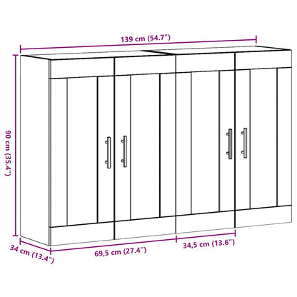 Wandmontierte Schränke 2 pcs Altholz 69.5 x 34 x 90 cm