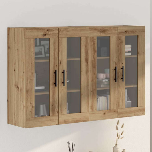 Wandmontierte Schränke 2 pcs Artisan-Eiche und Schwarz