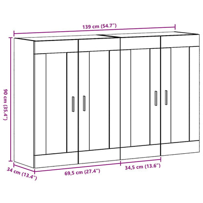 Wandmontierte Schränke 2 pcs Eiche handwerklich