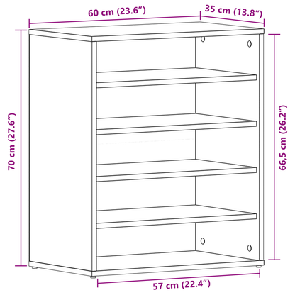 Schuhschrank Schwarze Eiche 60 x 35 x 70 cm Holzwerkstoff