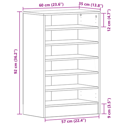 Schuhschrank Schwarze Eiche 60 x 35 x 92 cm Holzwerkstoff
